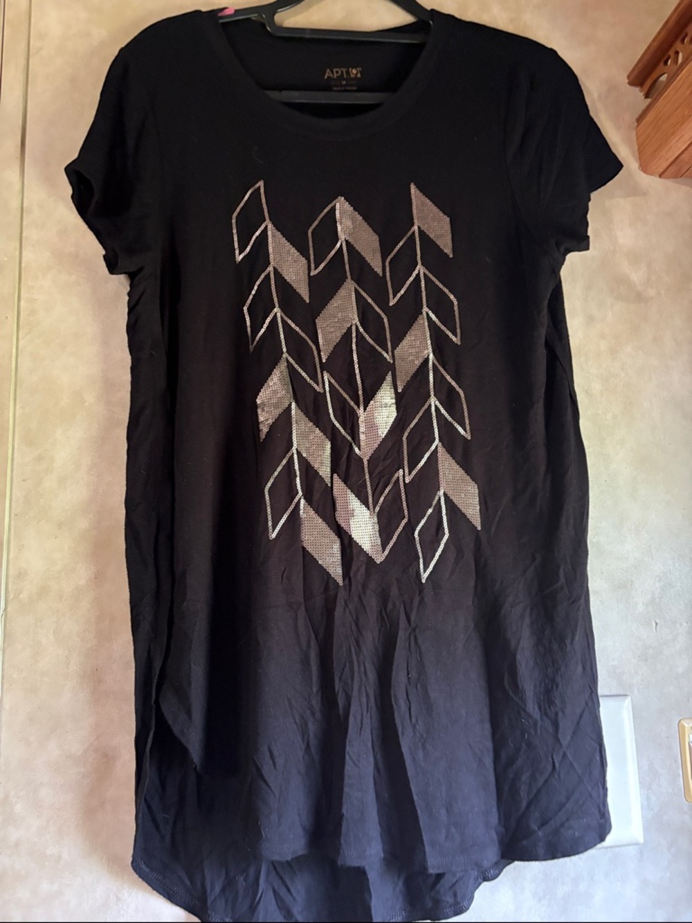 Apt. 9 Black Tunic with Silver Geometric Foil